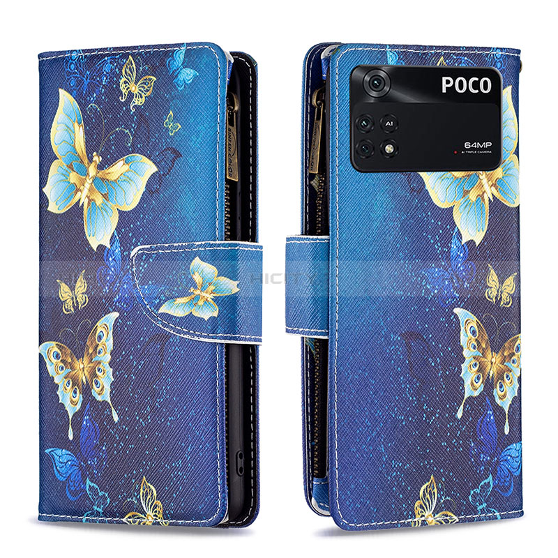 Custodia Portafoglio In Pelle Fantasia Modello Cover con Supporto B04F per Xiaomi Poco M4 Pro 4G