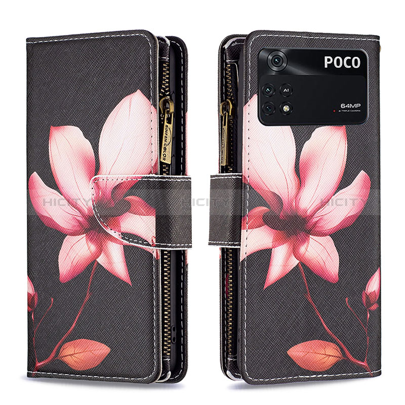 Custodia Portafoglio In Pelle Fantasia Modello Cover con Supporto B04F per Xiaomi Poco M4 Pro 4G