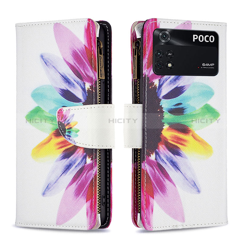 Custodia Portafoglio In Pelle Fantasia Modello Cover con Supporto B04F per Xiaomi Poco M4 Pro 4G