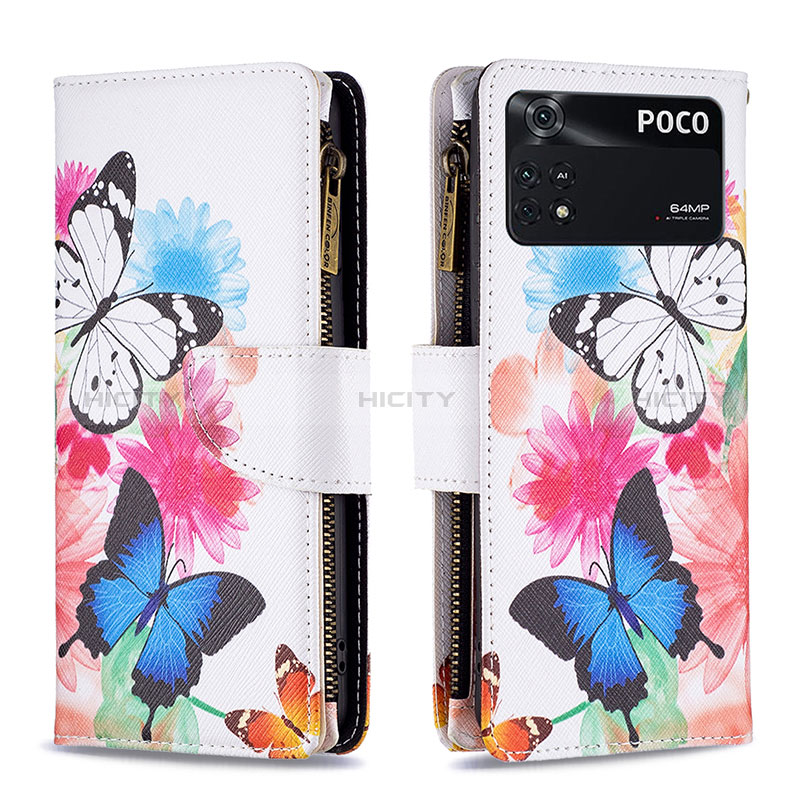 Custodia Portafoglio In Pelle Fantasia Modello Cover con Supporto B04F per Xiaomi Poco M4 Pro 4G