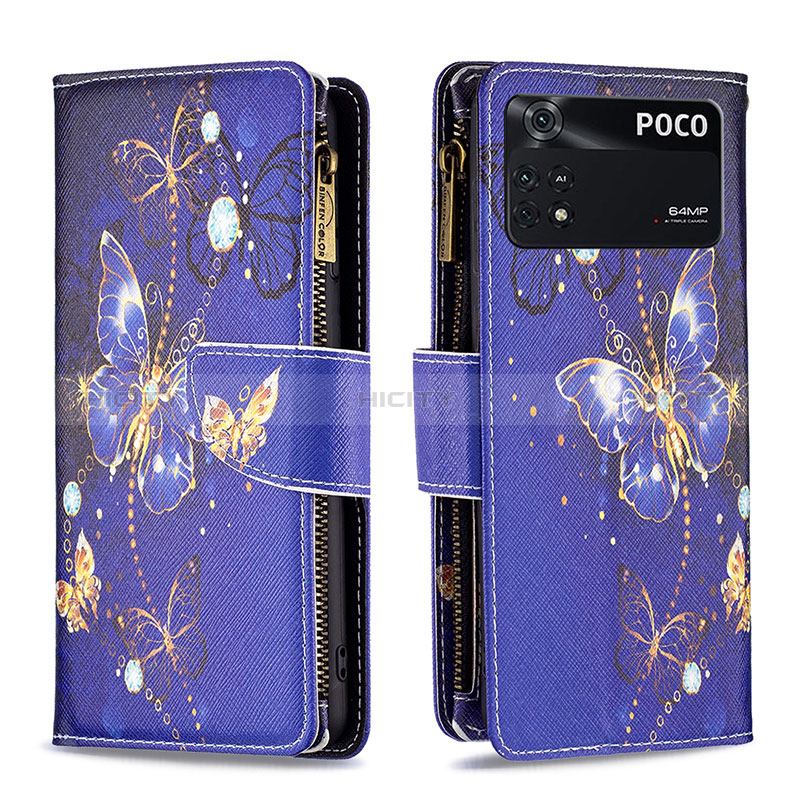 Custodia Portafoglio In Pelle Fantasia Modello Cover con Supporto B04F per Xiaomi Poco M4 Pro 4G