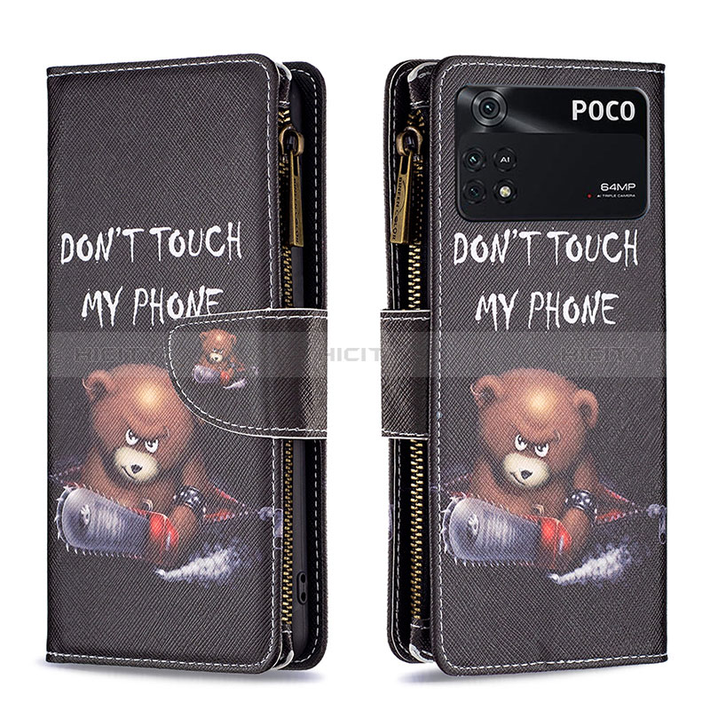 Custodia Portafoglio In Pelle Fantasia Modello Cover con Supporto B04F per Xiaomi Poco M4 Pro 4G