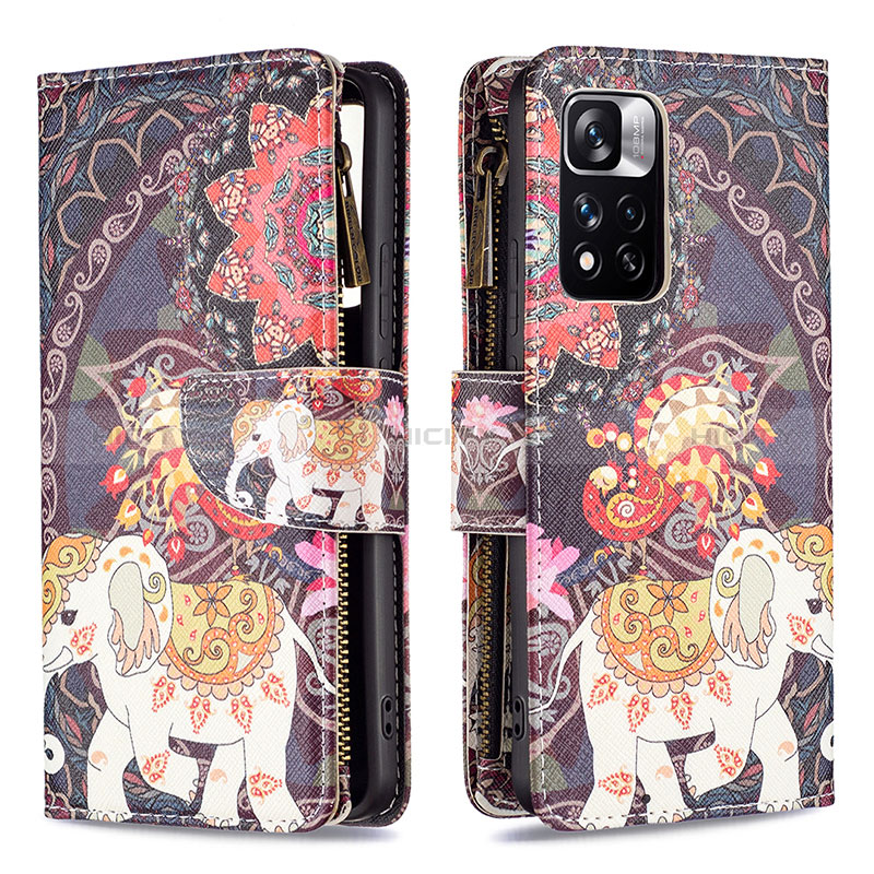 Custodia Portafoglio In Pelle Fantasia Modello Cover con Supporto B04F per Xiaomi Poco X4 NFC Marrone