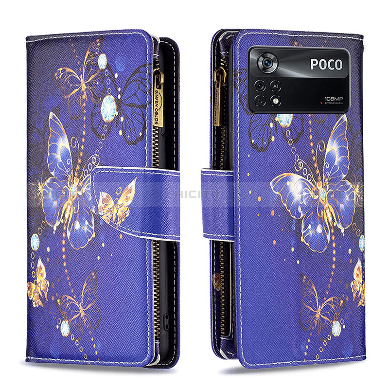 Custodia Portafoglio In Pelle Fantasia Modello Cover con Supporto B04F per Xiaomi Poco X4 Pro 5G