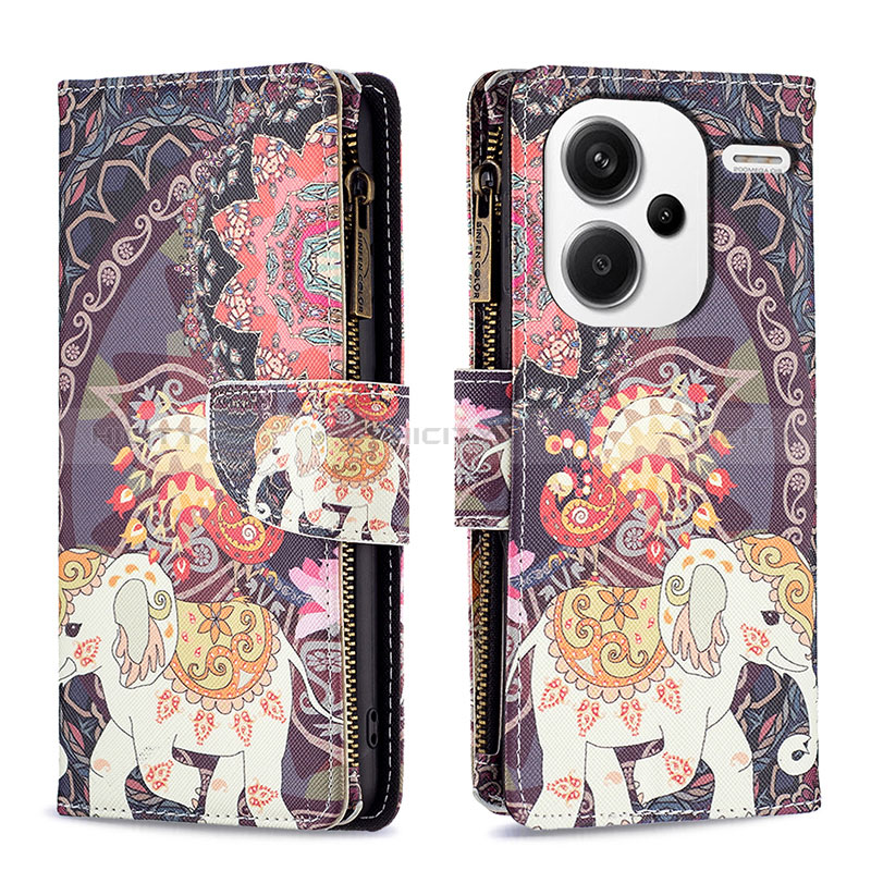 Custodia Portafoglio In Pelle Fantasia Modello Cover con Supporto B04F per Xiaomi Redmi Note 13 Pro+ Plus 5G