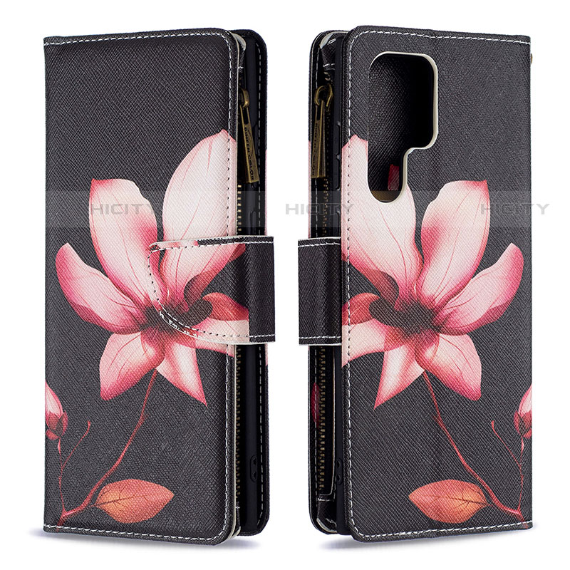 Custodia Portafoglio In Pelle Fantasia Modello Cover con Supporto B05F per Samsung Galaxy S21 Ultra 5G Marrone