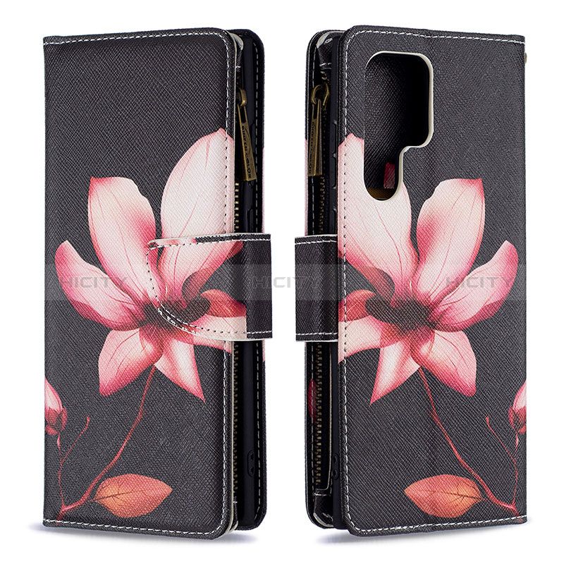 Custodia Portafoglio In Pelle Fantasia Modello Cover con Supporto B05F per Samsung Galaxy S24 Ultra 5G Marrone