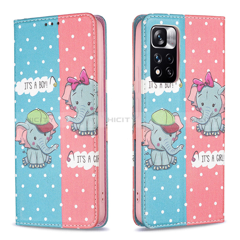 Custodia Portafoglio In Pelle Fantasia Modello Cover con Supporto B05F per Xiaomi Mi 11i 5G (2022) Rosa