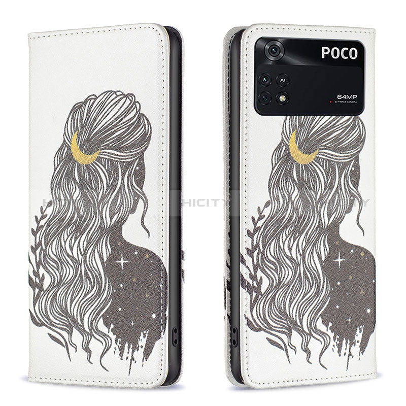 Custodia Portafoglio In Pelle Fantasia Modello Cover con Supporto B05F per Xiaomi Poco M4 Pro 4G