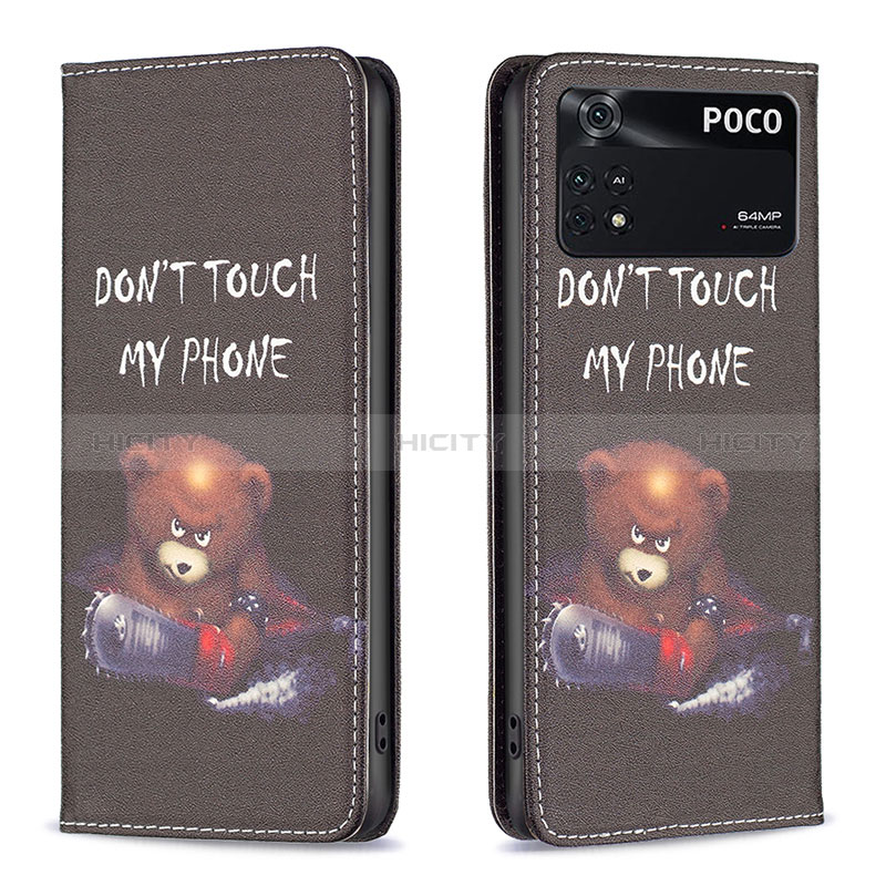 Custodia Portafoglio In Pelle Fantasia Modello Cover con Supporto B05F per Xiaomi Poco M4 Pro 4G