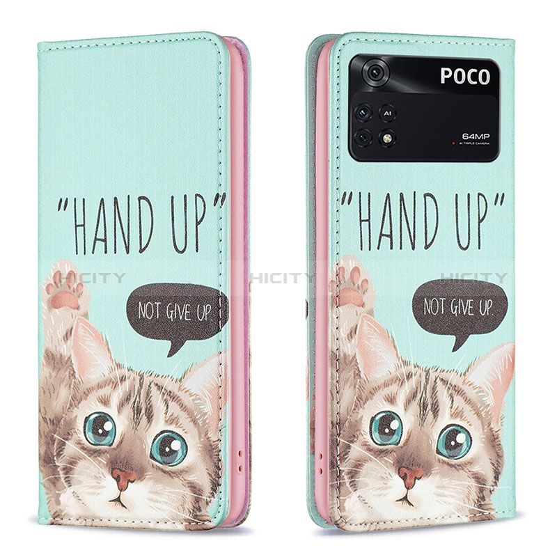 Custodia Portafoglio In Pelle Fantasia Modello Cover con Supporto B05F per Xiaomi Poco M4 Pro 4G