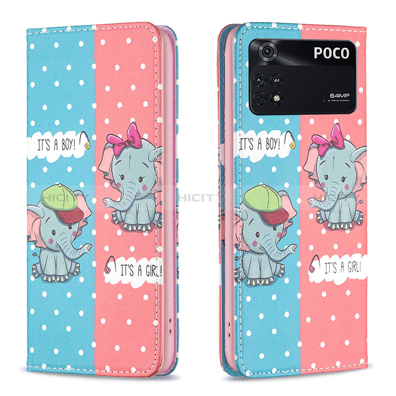 Custodia Portafoglio In Pelle Fantasia Modello Cover con Supporto B05F per Xiaomi Poco M4 Pro 4G