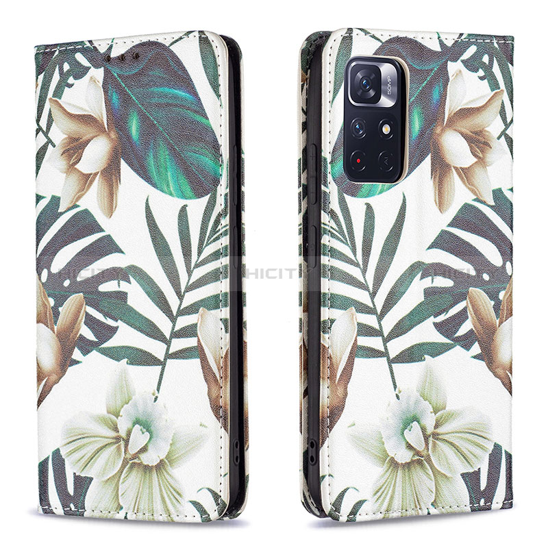 Custodia Portafoglio In Pelle Fantasia Modello Cover con Supporto B05F per Xiaomi Poco M4 Pro 5G Verde