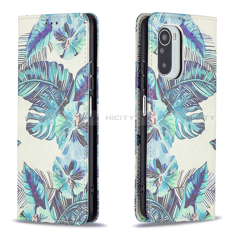 Custodia Portafoglio In Pelle Fantasia Modello Cover con Supporto B05F per Xiaomi Redmi K40 Pro 5G Verde