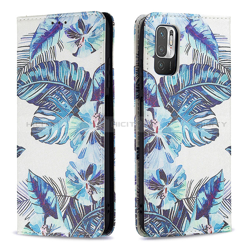 Custodia Portafoglio In Pelle Fantasia Modello Cover con Supporto B05F per Xiaomi Redmi Note 10T 5G Cielo Blu