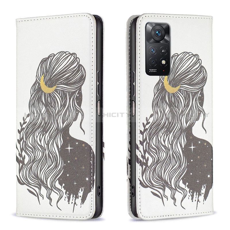 Custodia Portafoglio In Pelle Fantasia Modello Cover con Supporto B05F per Xiaomi Redmi Note 11 Pro 4G Nero