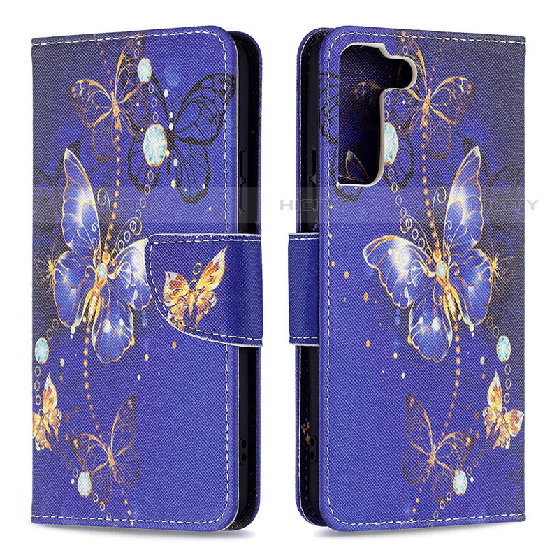 Custodia Portafoglio In Pelle Fantasia Modello Cover con Supporto B09F per Samsung Galaxy S23 5G Blu Notte