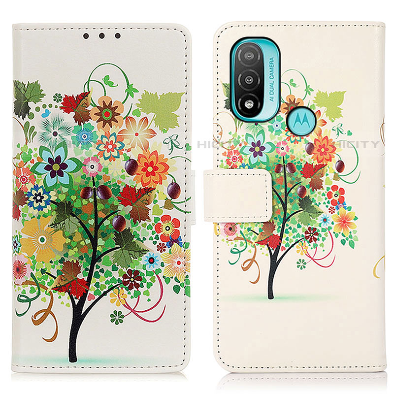 Custodia Portafoglio In Pelle Fantasia Modello Cover con Supporto D02Y per Motorola Moto E20 Colorato