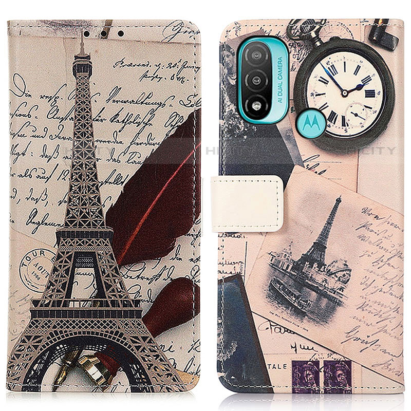 Custodia Portafoglio In Pelle Fantasia Modello Cover con Supporto D02Y per Motorola Moto E20 Grigio