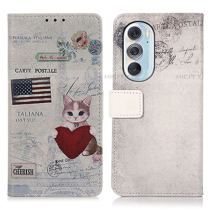 Custodia Portafoglio In Pelle Fantasia Modello Cover con Supporto D02Y per Motorola Moto Edge X30 5G Rosso Rosa