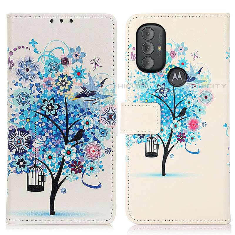 Custodia Portafoglio In Pelle Fantasia Modello Cover con Supporto D02Y per Motorola Moto G Play Gen 2 Blu