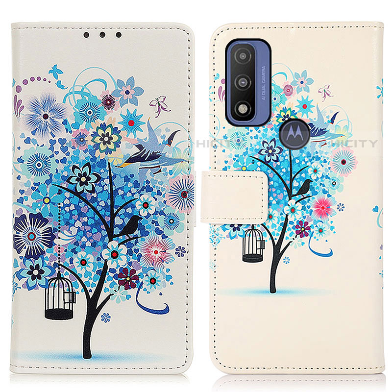 Custodia Portafoglio In Pelle Fantasia Modello Cover con Supporto D02Y per Motorola Moto G Pure Blu