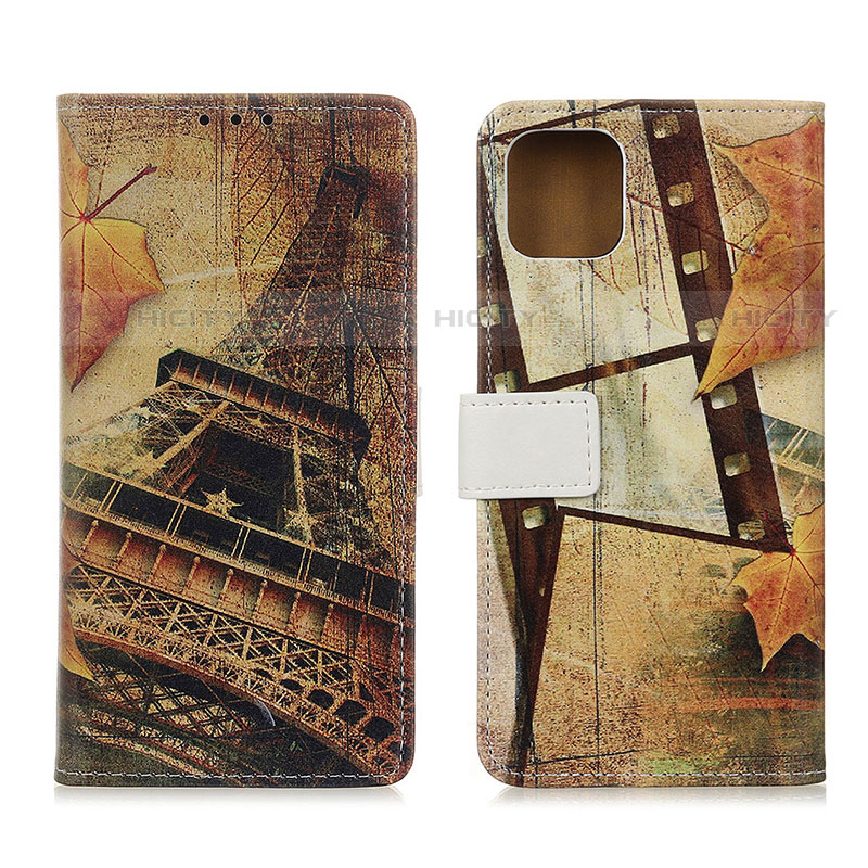 Custodia Portafoglio In Pelle Fantasia Modello Cover con Supporto D02Y per Motorola Moto G100 5G Marrone