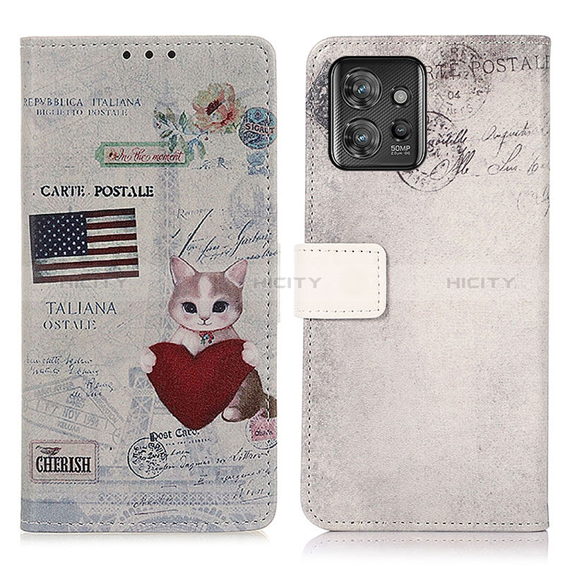 Custodia Portafoglio In Pelle Fantasia Modello Cover con Supporto D02Y per Motorola ThinkPhone 5G Grigio