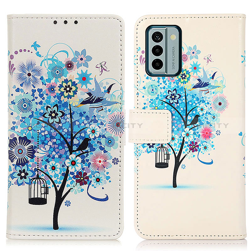 Custodia Portafoglio In Pelle Fantasia Modello Cover con Supporto D02Y per Nokia G22 Blu