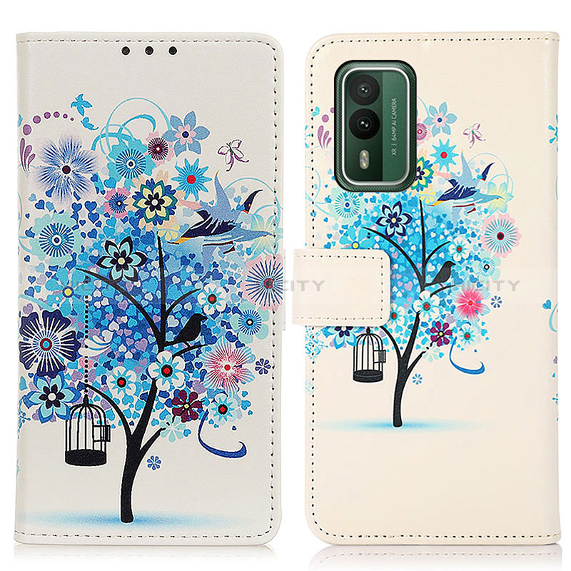 Custodia Portafoglio In Pelle Fantasia Modello Cover con Supporto D02Y per Nokia XR21 Blu