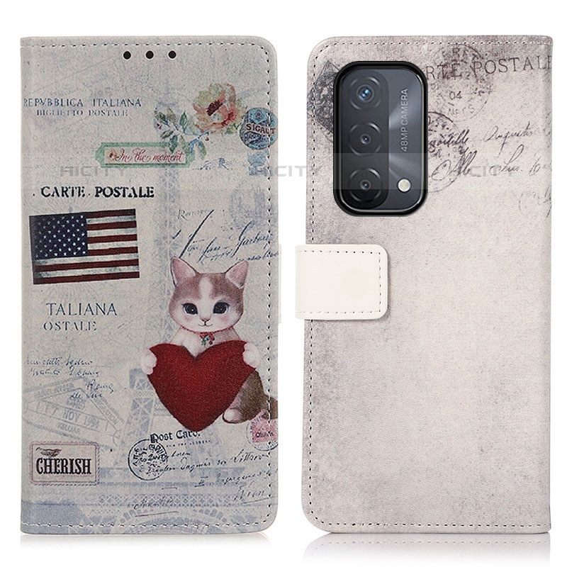 Custodia Portafoglio In Pelle Fantasia Modello Cover con Supporto D02Y per Oppo A93 5G Rosso Rosa