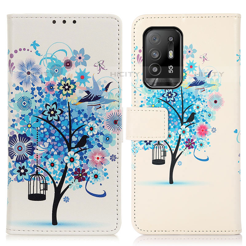 Custodia Portafoglio In Pelle Fantasia Modello Cover con Supporto D02Y per Oppo A94 5G Blu