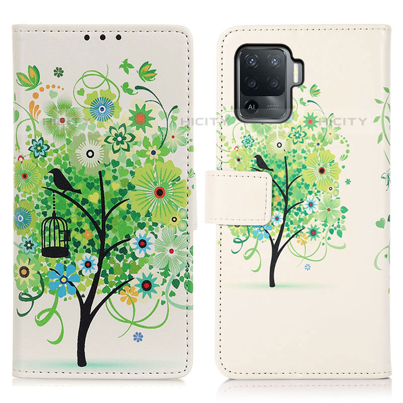 Custodia Portafoglio In Pelle Fantasia Modello Cover con Supporto D02Y per Oppo F19 Pro Verde