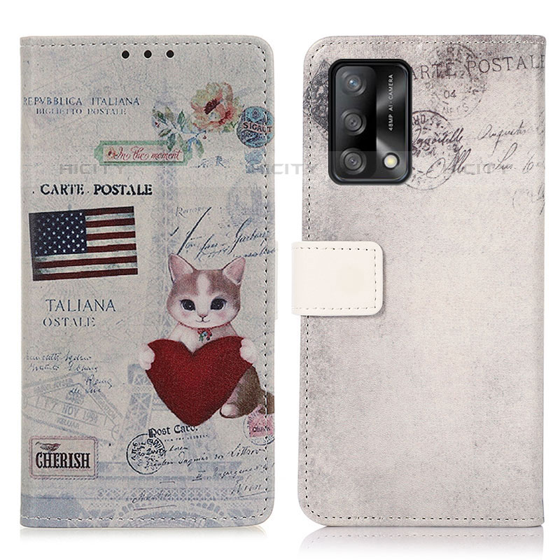 Custodia Portafoglio In Pelle Fantasia Modello Cover con Supporto D02Y per Oppo Reno6 Lite Rosso Rosa