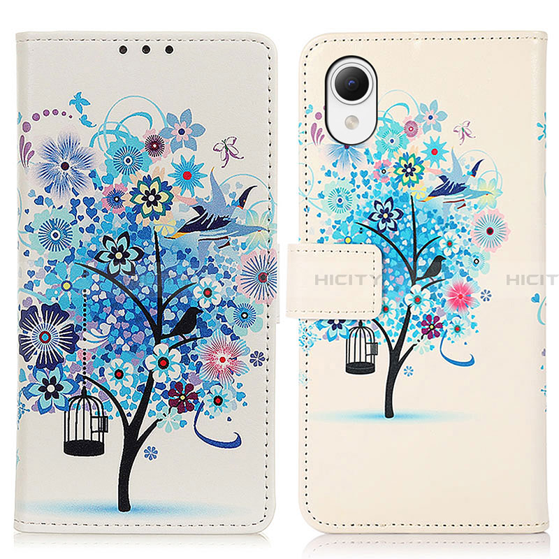 Custodia Portafoglio In Pelle Fantasia Modello Cover con Supporto D02Y per Samsung Galaxy A23s Blu