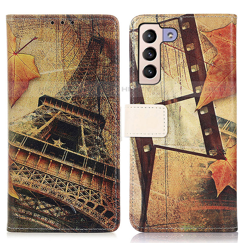 Custodia Portafoglio In Pelle Fantasia Modello Cover con Supporto D02Y per Samsung Galaxy S21 FE 5G Marrone