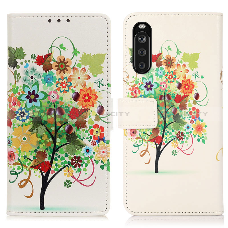 Custodia Portafoglio In Pelle Fantasia Modello Cover con Supporto D02Y per Sony Xperia 10 III Colorato