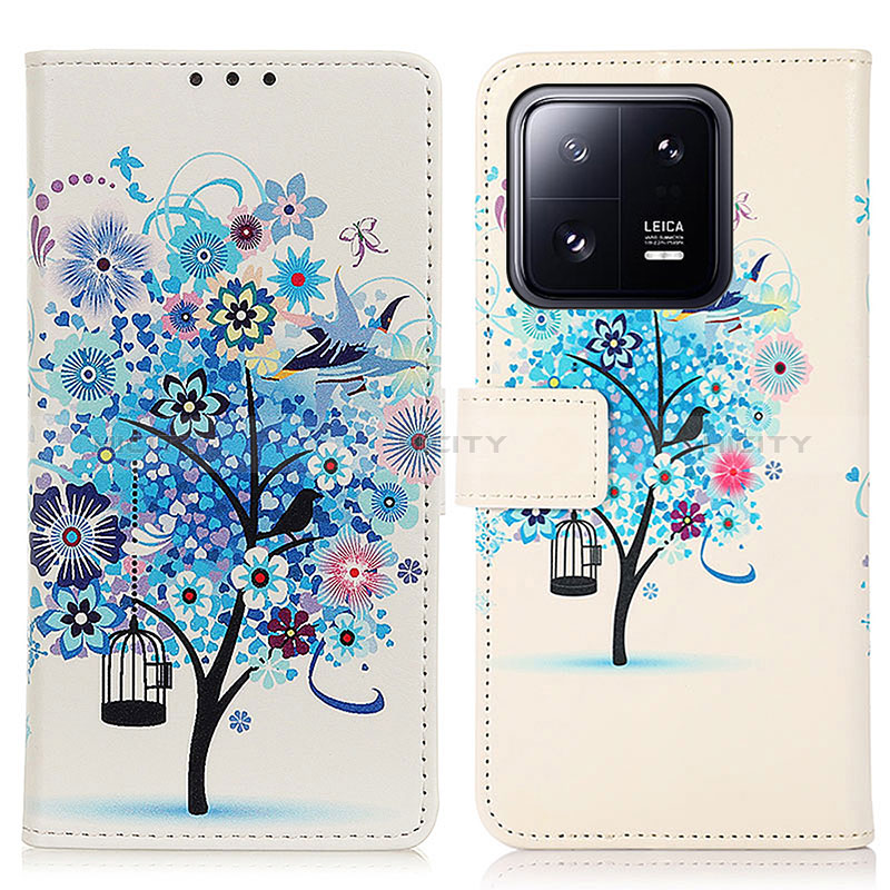 Custodia Portafoglio In Pelle Fantasia Modello Cover con Supporto D02Y per Xiaomi Mi 13 Pro 5G Blu