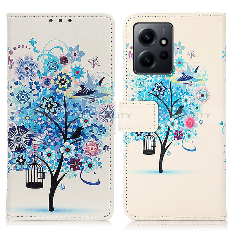 Custodia Portafoglio In Pelle Fantasia Modello Cover con Supporto D02Y per Xiaomi Redmi Note 12 4G Blu