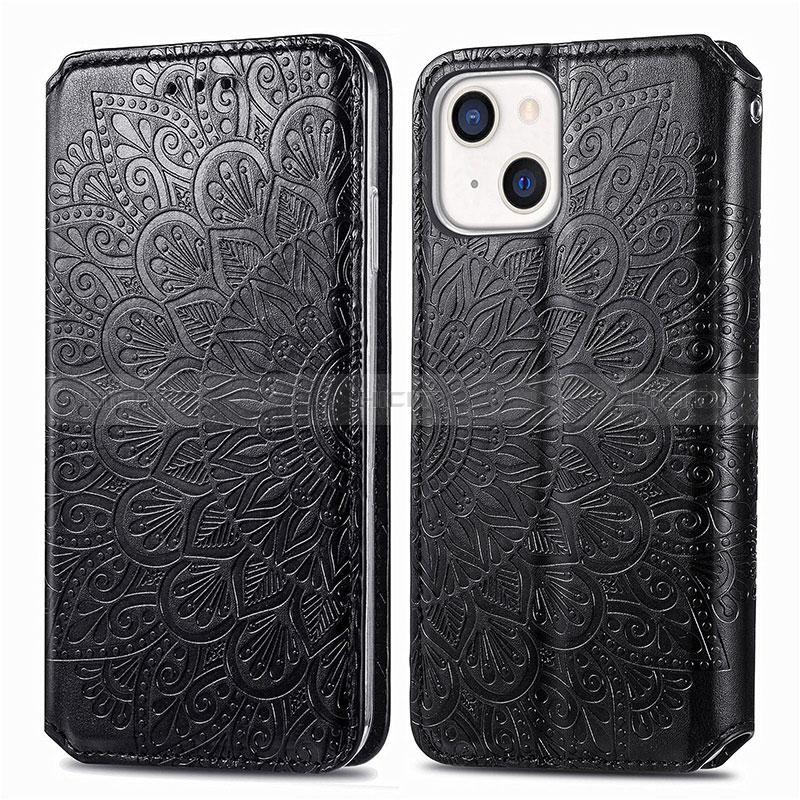 Custodia Portafoglio In Pelle Fantasia Modello Cover con Supporto H01 per Apple iPhone 15 Nero