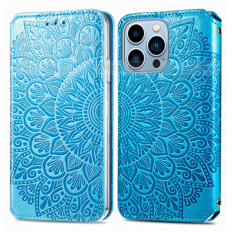 Custodia Portafoglio In Pelle Fantasia Modello Cover con Supporto H01 per Apple iPhone 16 Pro Blu