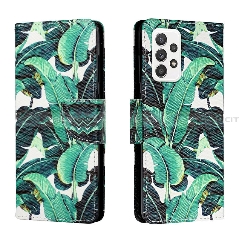 Custodia Portafoglio In Pelle Fantasia Modello Cover con Supporto H01X per Samsung Galaxy A33 5G Verde