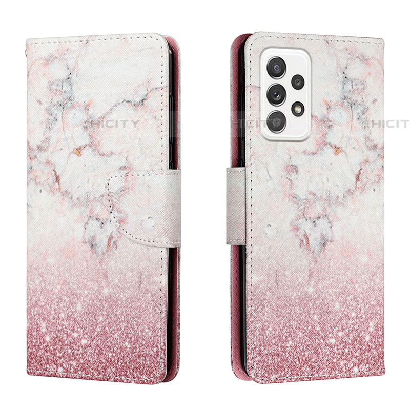 Custodia Portafoglio In Pelle Fantasia Modello Cover con Supporto H01X per Samsung Galaxy A53 5G Rosa