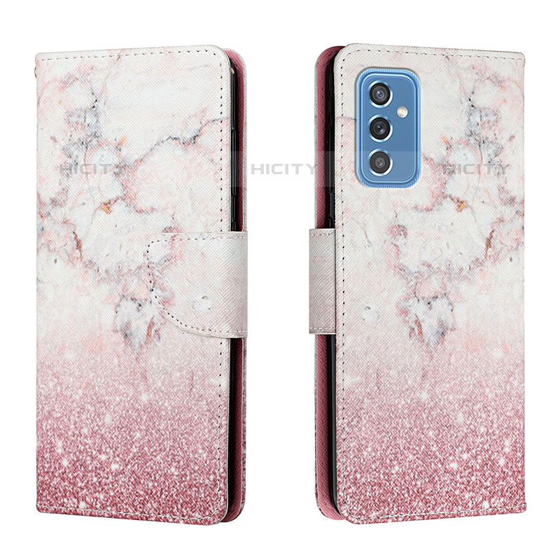 Custodia Portafoglio In Pelle Fantasia Modello Cover con Supporto H01X per Samsung Galaxy M52 5G Rosa