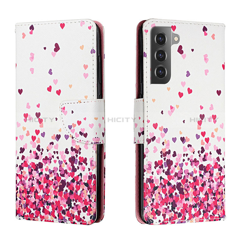 Custodia Portafoglio In Pelle Fantasia Modello Cover con Supporto H01X per Samsung Galaxy S22 5G Lavanda