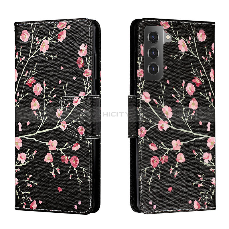 Custodia Portafoglio In Pelle Fantasia Modello Cover con Supporto H01X per Samsung Galaxy S22 5G Nero