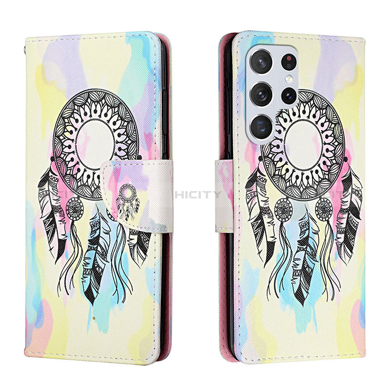 Custodia Portafoglio In Pelle Fantasia Modello Cover con Supporto H01X per Samsung Galaxy S22 Ultra 5G Colorato