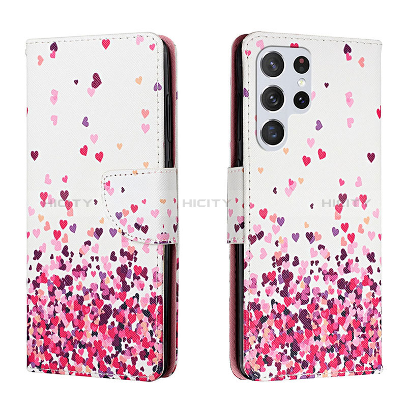 Custodia Portafoglio In Pelle Fantasia Modello Cover con Supporto H01X per Samsung Galaxy S22 Ultra 5G Lavanda