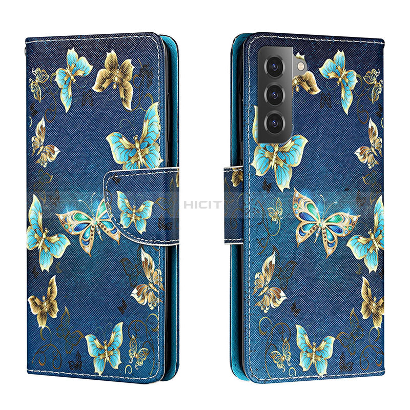 Custodia Portafoglio In Pelle Fantasia Modello Cover con Supporto H01X per Samsung Galaxy S23 5G Blu Notte