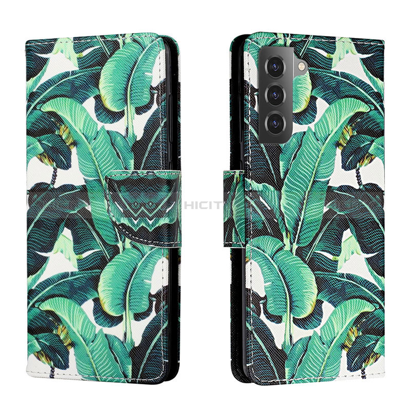 Custodia Portafoglio In Pelle Fantasia Modello Cover con Supporto H01X per Samsung Galaxy S23 5G Verde